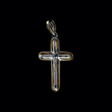 Load image into Gallery viewer, 9ct Matte Yellow Gold Diamond Cross Pendant (0.01ct)