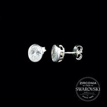 Load image into Gallery viewer, Sterling Silver & Swarovski Zirconia Oval Solitaire Stud Earrings: Gents or Pair