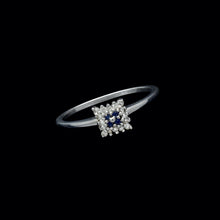 Load image into Gallery viewer, 9ct White Gold 0.10ct Square Shaped Sapphire & Diamond Cluster Ring (Size N)