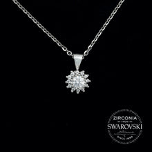 Load image into Gallery viewer, Sterling Silver & Swarovski Zirconia Brilliant Cut Cluster Pendant Necklace