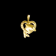 Load image into Gallery viewer, 9ct Yellow Gold 1990's Diamond & Heart Dolphin Pendant (0.03ct) - Optional Chain