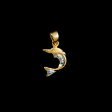 Load image into Gallery viewer, 9ct Yellow & White Gold 1990's Diamond Dolphin Pendant (0.02ct) - Optional Chain