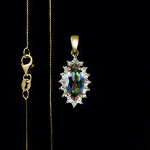 Load image into Gallery viewer, 9ct Yellow Gold Mystic Topaz Marquise & Diamond Pendant (0.10ct)- Optional Chain