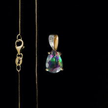 Load image into Gallery viewer, 9ct Yellow Gold Mystic Topaz Pear & Diamond Pendant (0.05ct) - Optional Chain