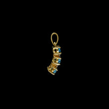 Load image into Gallery viewer, 9ct Yellow Gold Curved Blue Topaz & Diamond Trilogy Pendant (0.01ct) - Optional Chain