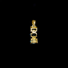 Load image into Gallery viewer, 9ct Yellow Gold Curved Blue Topaz & Diamond Trilogy Pendant (0.01ct) - Optional Chain