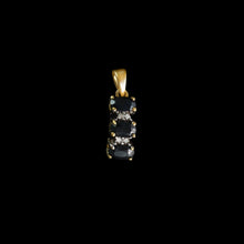 Load image into Gallery viewer, 9ct Yellow Gold Curved Sapphire & Diamond Trilogy Pendant (0.01ct) - Optional Chain
