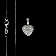 Load image into Gallery viewer, 9ct White Gold Pavé Diamond Heart Pendant (0.10ct) - Optional Chain