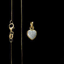 Load image into Gallery viewer, 9ct Yellow Gold Pavé Diamond Heart Ornate Back Pendant (0.10ct) - Optional Chain
