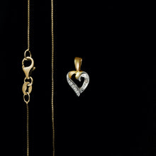 Load image into Gallery viewer, 9ct Yellow & White Gold Diamond Heart Pendant (0.01ct) - Optional Chain