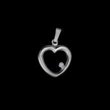 Load image into Gallery viewer, 9ct White Gold Solitaire Diamond Heart Pendant (0.05ct) - Optional Chain
