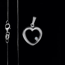 Load image into Gallery viewer, 9ct White Gold Solitaire Diamond Heart Pendant (0.05ct) - Optional Chain