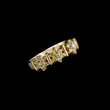 Load image into Gallery viewer, 9ct Yellow Gold 0.03ct Diamond & Citrine Trilogy Flower Ring (Size O)