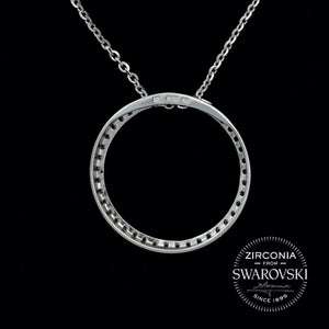 Sterling Silver & Swarovski Zirconia Large Halo Pendant Necklace