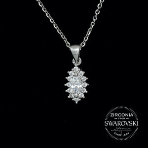Sterling Silver & Swarovski Zirconia Marquise Cut Cluster Pendant Necklace