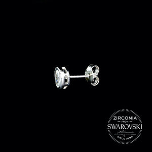 Sterling Silver & Swarovski Zirconia Oval Solitaire Stud Earrings- Gents or Pair