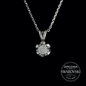 Sterling Silver & Swarovski Zirconia Vintage Cluster Pendant Necklace