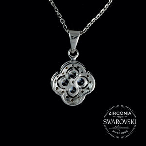 Sterling Silver & Swarovski Zirconia Art Deco Vintage Pendant Necklace