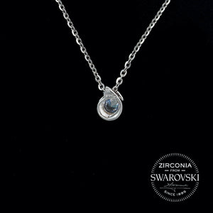 Sterling Silver & Swarovski Zirconia Twist Solitaire Pendant Necklace