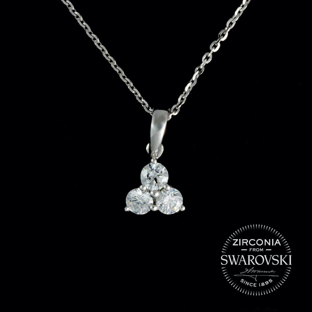Sterling Silver & Swarovski Zirconia Trilogy Pendant Necklace