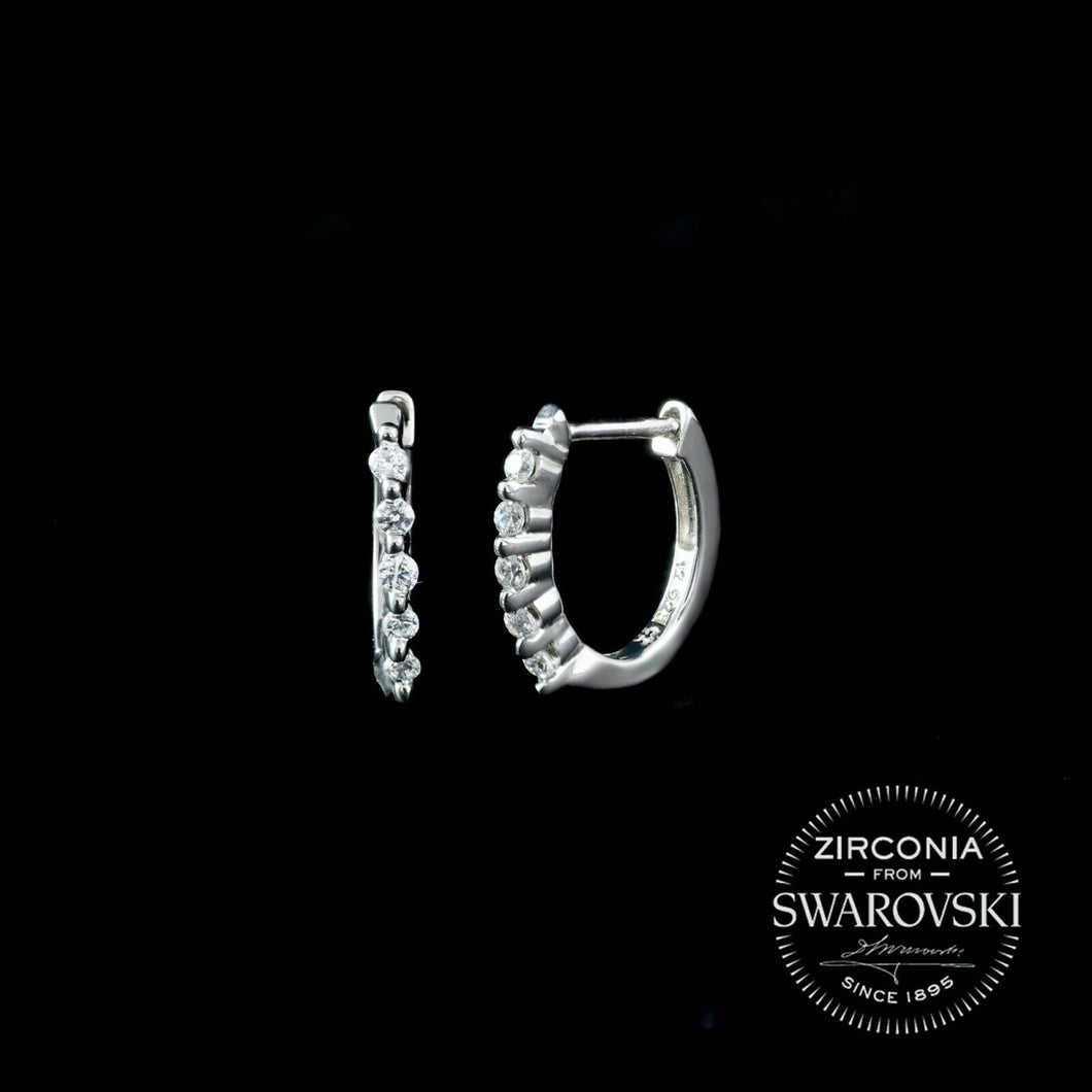 Sterling Silver & Swarovski Zirconia 5 Stone Huggie Hoop Earrings