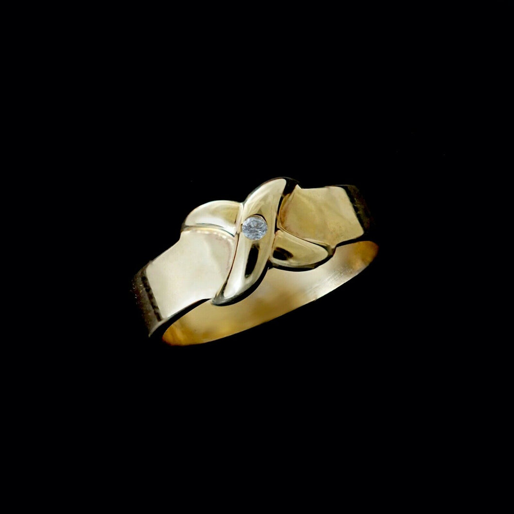 9ct Yellow Gold 0.03ct Diamond Ring (Size M1/2)