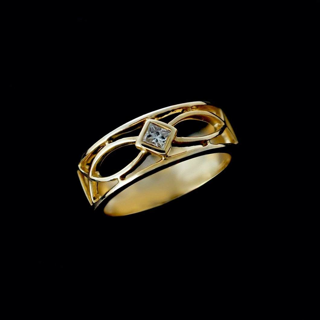 9ct Yellow Gold 0.11ct Diamond Ring (Size L1/2)