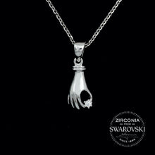 Load image into Gallery viewer, Sterling Silver &amp; Swarovski Zirconia Hand Solitaire Pendant Necklace
