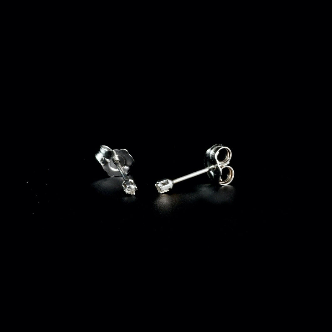 9ct White Gold Tiny Solitaire Diamond Stud Earrings (0.03ct)