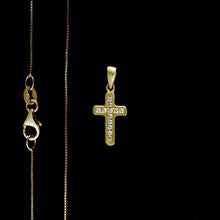 Load image into Gallery viewer, 9ct Yellow Gold Little Diamond Cross Pendant (0.07ct) - Optional Chain
