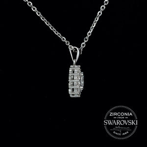 Sterling Silver & Swarovski Zirconia Oval Cut Cluster Pendant Necklace