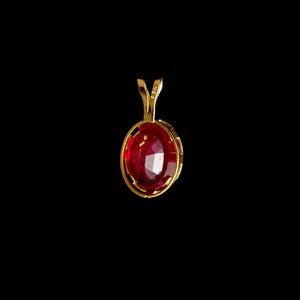 9ct Yellow Gold Oval Treated Ruby Pendant (8x6mm) - Optional Chain