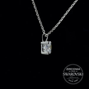 Sterling Silver & Swarovski Zirconia Princess Cut Solitaire Pendant Necklace