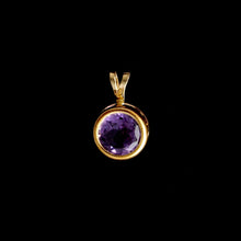 Load image into Gallery viewer, 9ct Yellow Gold Round Amethyst Pendant (7mm) - Optional Chain
