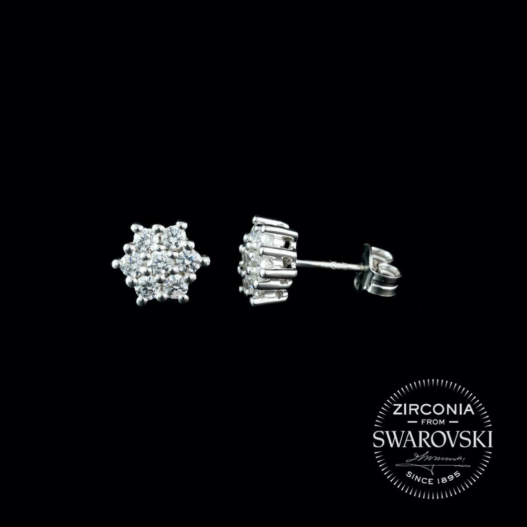 Sterling Silver & Swarovski Zirconia Cluster Stud Earrings