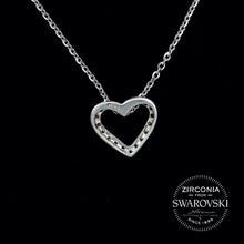 Load image into Gallery viewer, Sterling Silver &amp; Swarovski Zirconia Pavé Heart Pendant Necklace
