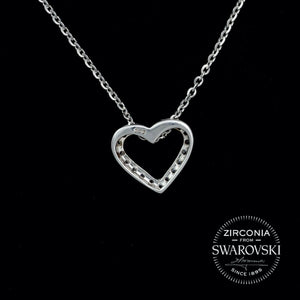 Sterling Silver & Swarovski Zirconia Pavé Heart Pendant Necklace