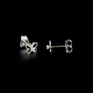 9ct White Gold Butterfly Diamond Stud Earrings (0.07ct)