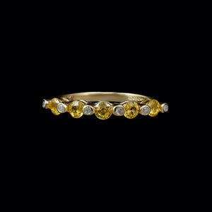 14ct Yellow Gold 0.05ct Diamond & Citrine Eternity Ring (Size O)