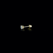 Load image into Gallery viewer, 9ct Yellow Gold 3mm Solitaire Light Purple CZ Stud Earrings - Gents or Pair
