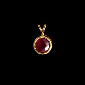 9ct Yellow Gold Round Treated Ruby Pendant (7mm) - Optional Chain