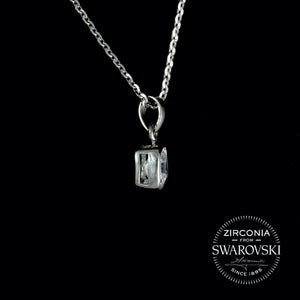 Sterling Silver & Swarovski Zirconia Cushion Cut Solitaire Pendant Necklace