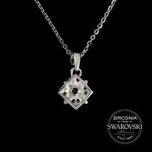 Sterling Silver & Swarovski Zirconia Art Deco Cluster Pendant & Chain Necklace