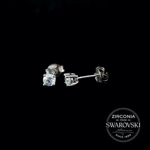 Sterling Silver & Swarovski Zirconia Solitaire Stud Earrings