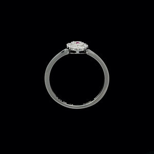9ct White Gold 0.13ct Ruby & Diamond Cluster Ring (Size M½)