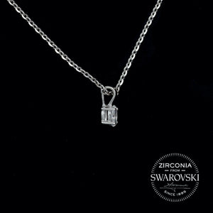 Tiny Sterling Silver & Swarovski Zirconia Oval Cut Solitaire Pendant Necklace