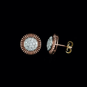 9ct Rose Gold Classic Vintage Diamond Cluster Stud Earrings (0.58ct)