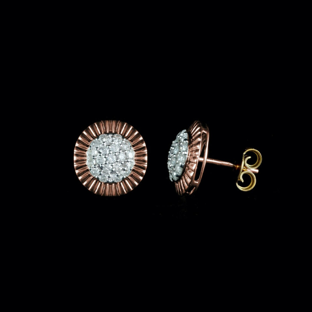 9ct Rose Gold Classic Vintage Diamond Cluster Stud Earrings (0.58ct)