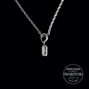 Sterling Silver & Swarovski Zirconia Emerald Cut Solitaire Pendant Necklace