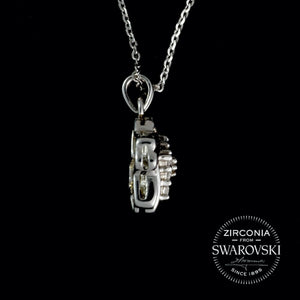 Sterling Silver & Swarovski Zirconia Vintage Cluster Pendant Necklace
